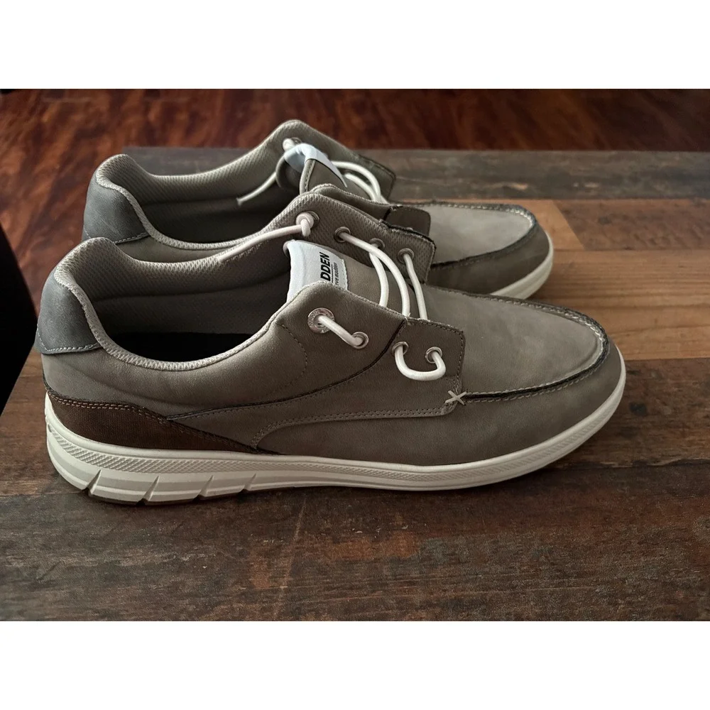 Madden by Steve Madden Mens Grey Brown Boat Shoe Sneaker Ortholite Size‎ 12